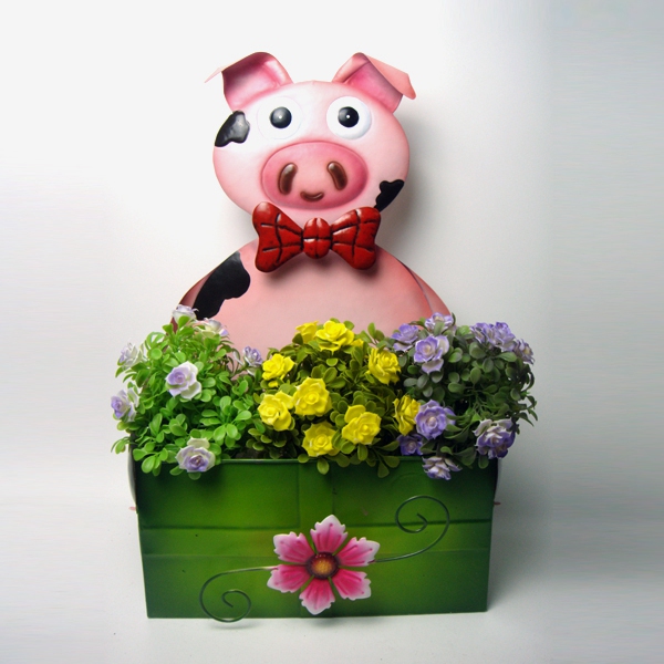 Metal Pig Garden Flower Pot