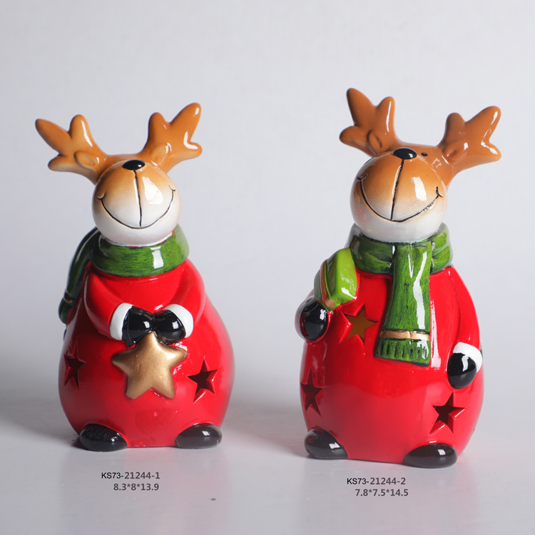 Christmas Decoration LED  Ceramic  Red Reindeer