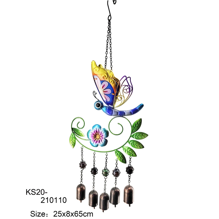 Multi Color Dragonfly With Leaves Wind Chime