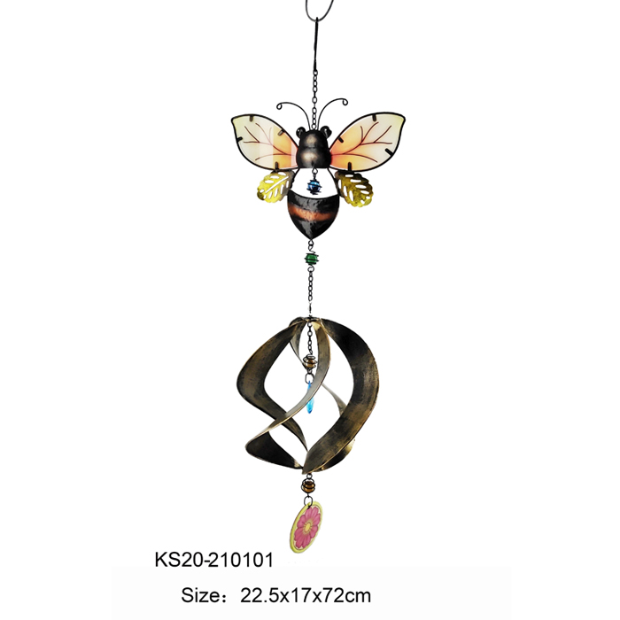 Metal Bee with Glass Wings Wind Chime