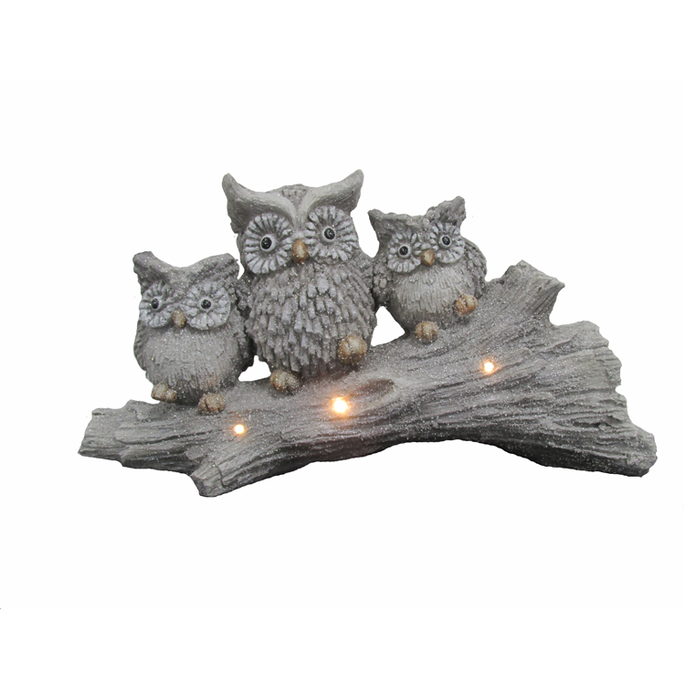 Snuggling Owls Family  on Stump LED MGO Christams Decor