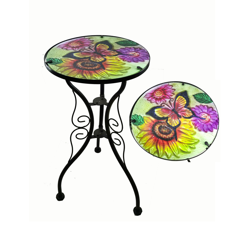 Garden Butterfly Glass Bistro Table