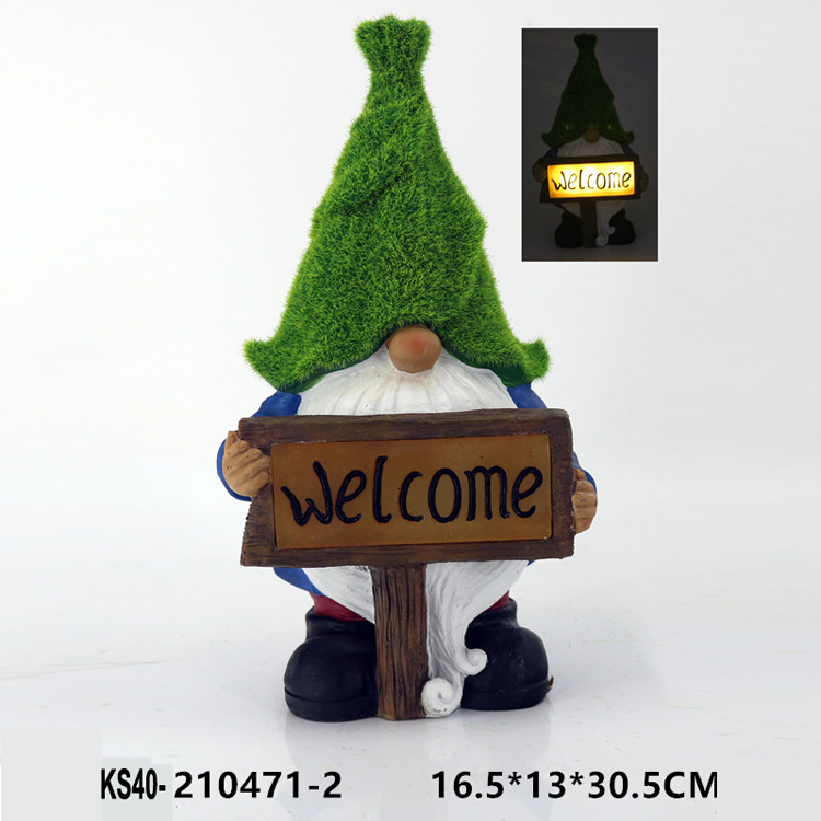Light-Up Garden Gnome with Welcome Sign