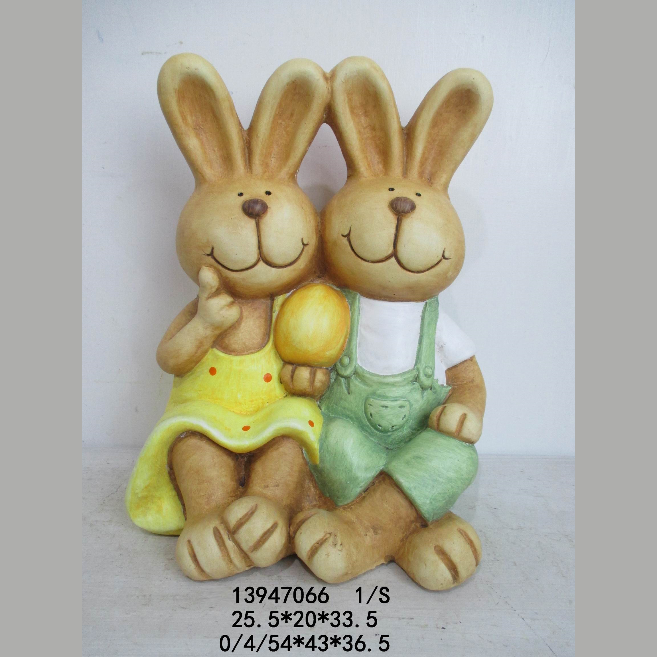 Hot Selling Garden Outdoor Decor Ceramic Easter Egg Bunny Figurines Rabbit Statue