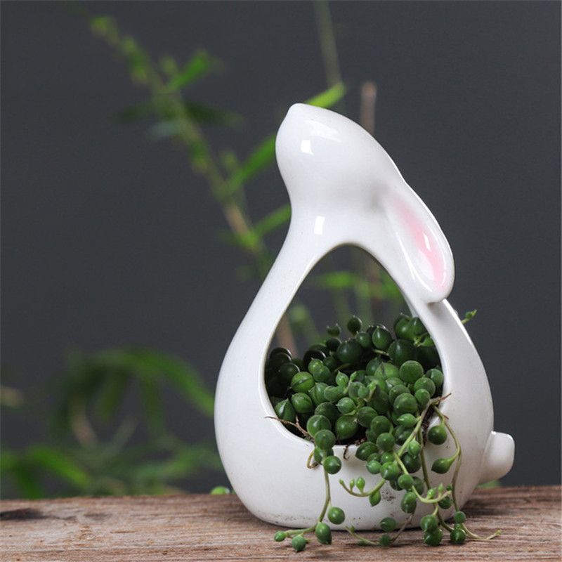 Cute Bunny Flower Pot Green Plant
