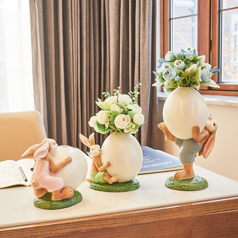 Easter Rabbit Design Clay Vases Ceramic
