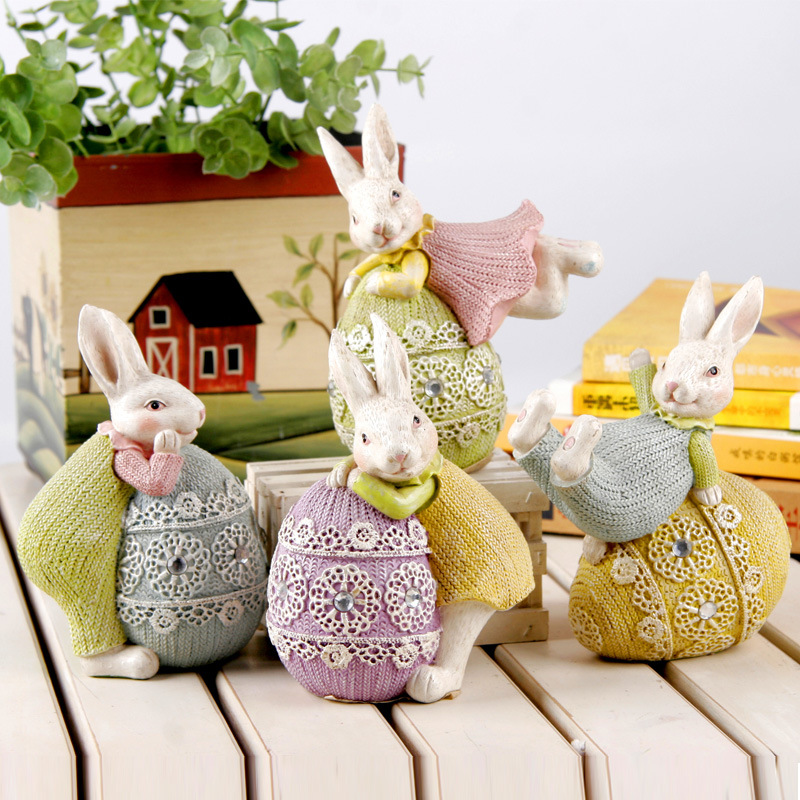 Resin Rabbit Figurine Easter Bunny Party Home Decoration