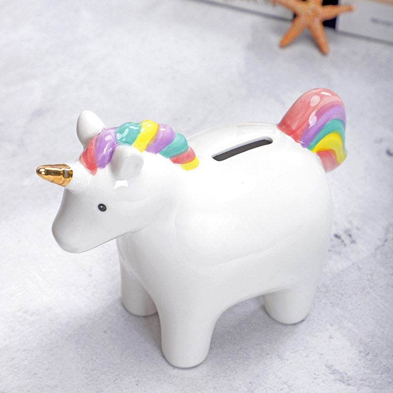 Unicorn Figurine Shaped Piggy Bank Ceramic Piggy Bank Money Boxes For Kids