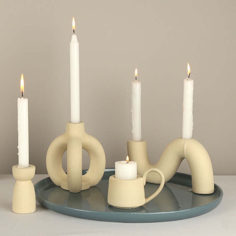 Double Tube Ceramic Candle Container Donut Candle Holder