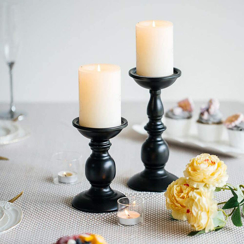Wholesale Matte Black White Ceramic Candle Holder For Both Taper and Pillar