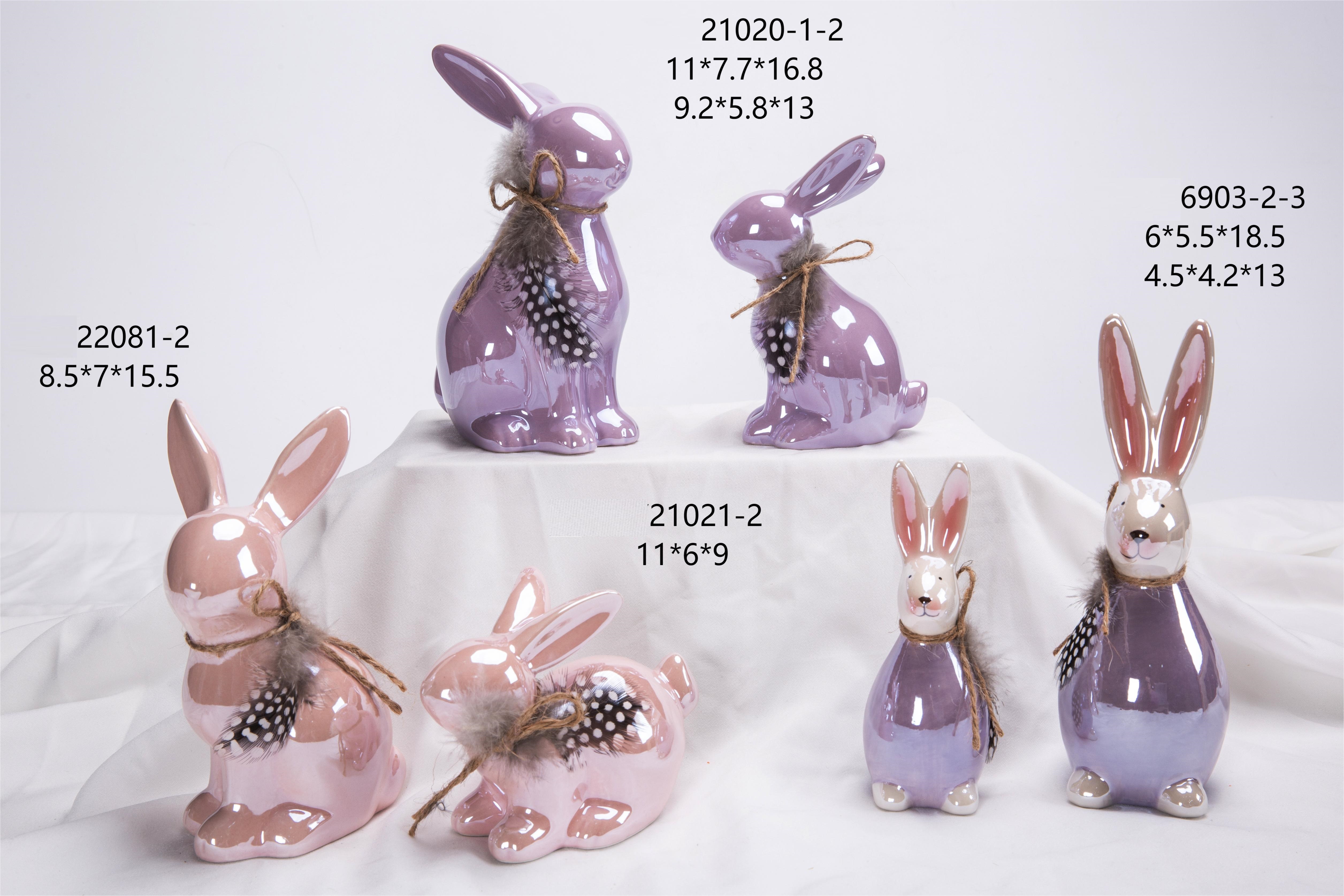 Nordic Modern Home Pearl Glaze Craft Gifts Cute Porcelain Animal Rabbit Decor Artwork Ceramic Bunny Ornaments