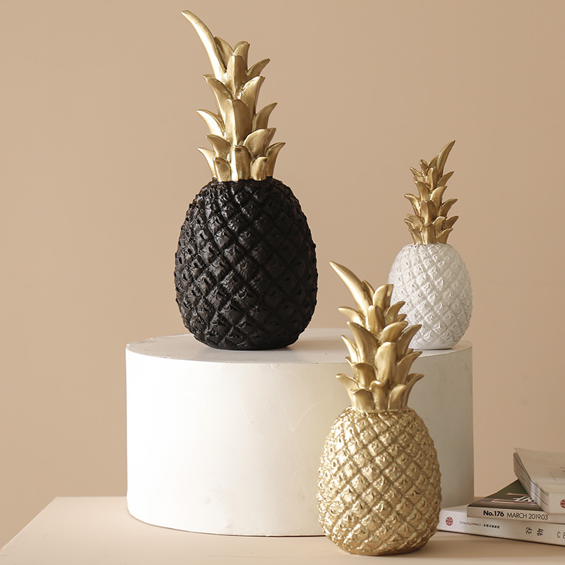 New Design Nordic Gold Pineapple Home Decor Ceramic Ornaments For Wedding Birthday Gift