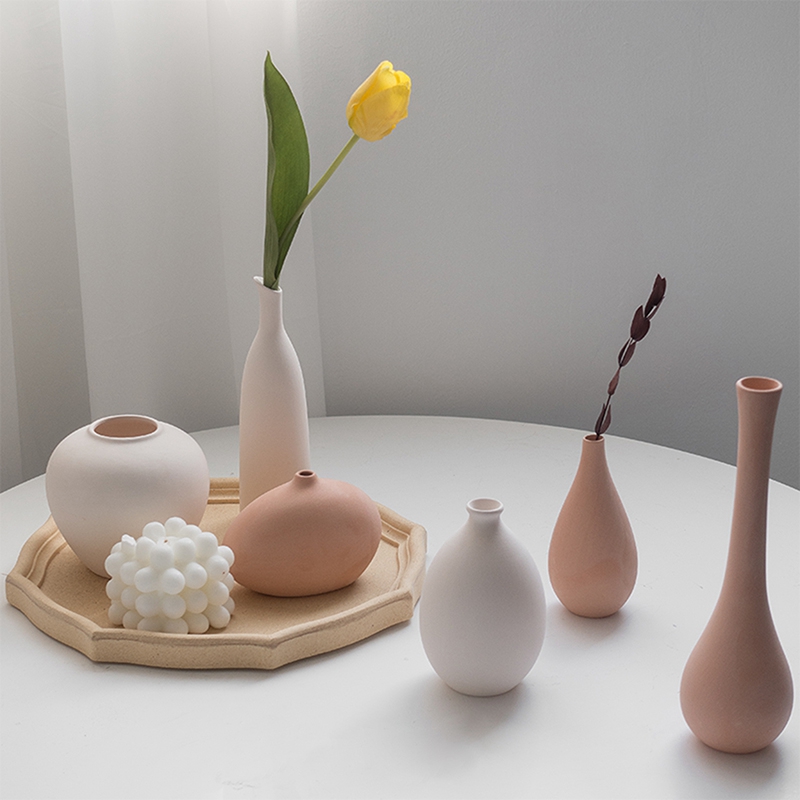 Simple Nordic Retro Matte Rough Pottery Round Vase