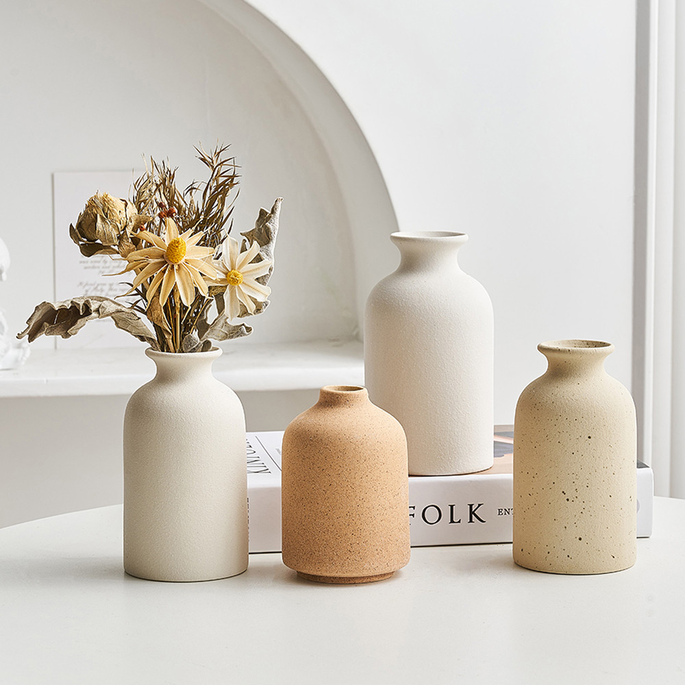 Ceramic Vase Modern Home Decor Round Matte Vases