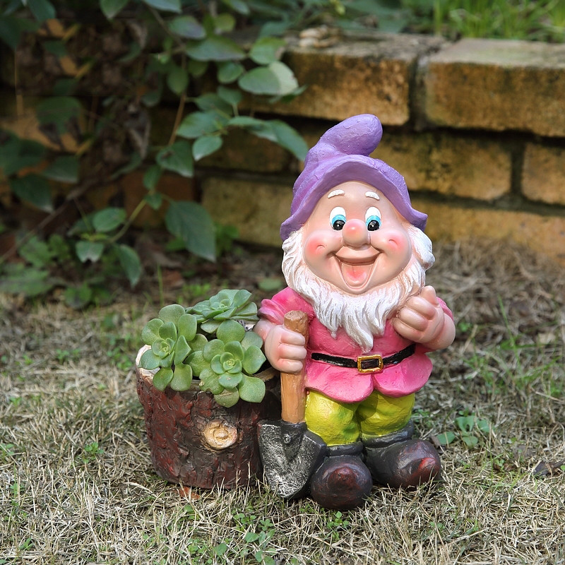 Wholesale Resin Gnome Figurine Flower Pot Dwarf Planter Garden Decoration