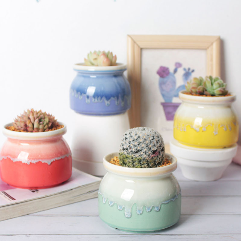 Custom Various Sizes Nordic Modern Glazed Succulent Planter Ceramic Plant Pots Indoor Flower Pot