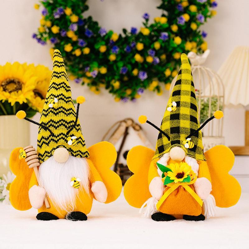 Hot Selling Home Decoration Plush Dolls Toy Yellow Bee Doll Ornament Rudolph Gnomes Gnome Decoration