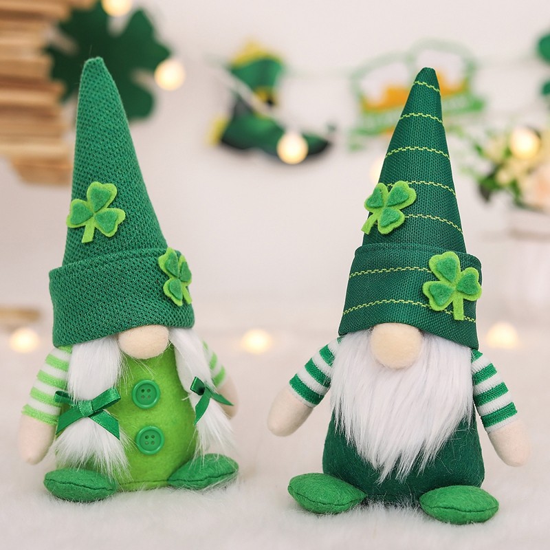 Faceless Green Clover Doll Plush Saint Patricks Gnome