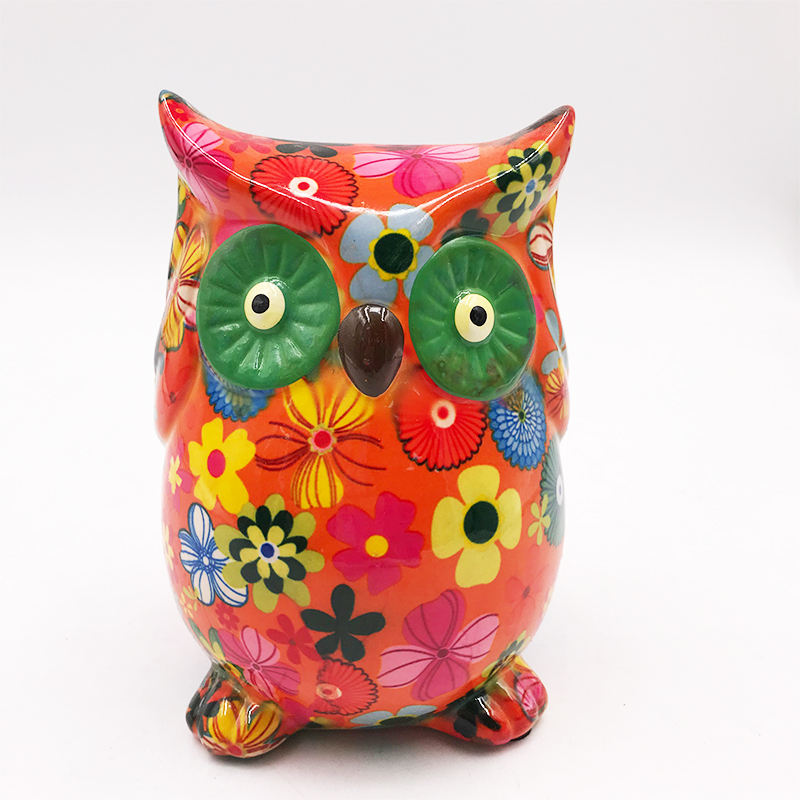 Customized Baby Gift Cute Owl Design Ceramic Piggy Bank Coin Bank