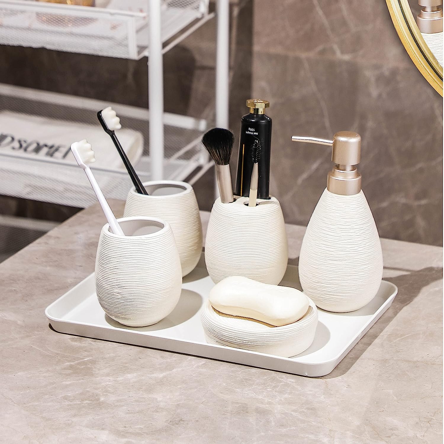 New Design European Style Hotel Decoration New Bathroom Accessory Ceramic Bath Set