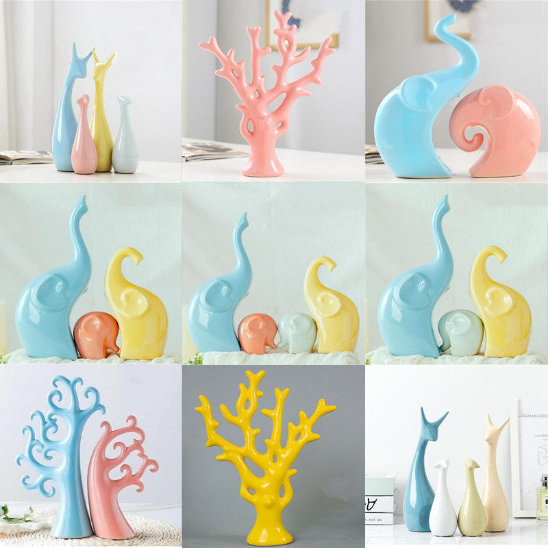 Macarons Color Series Home Decor Ceramic Porcelain Animal Ceramic Figurine