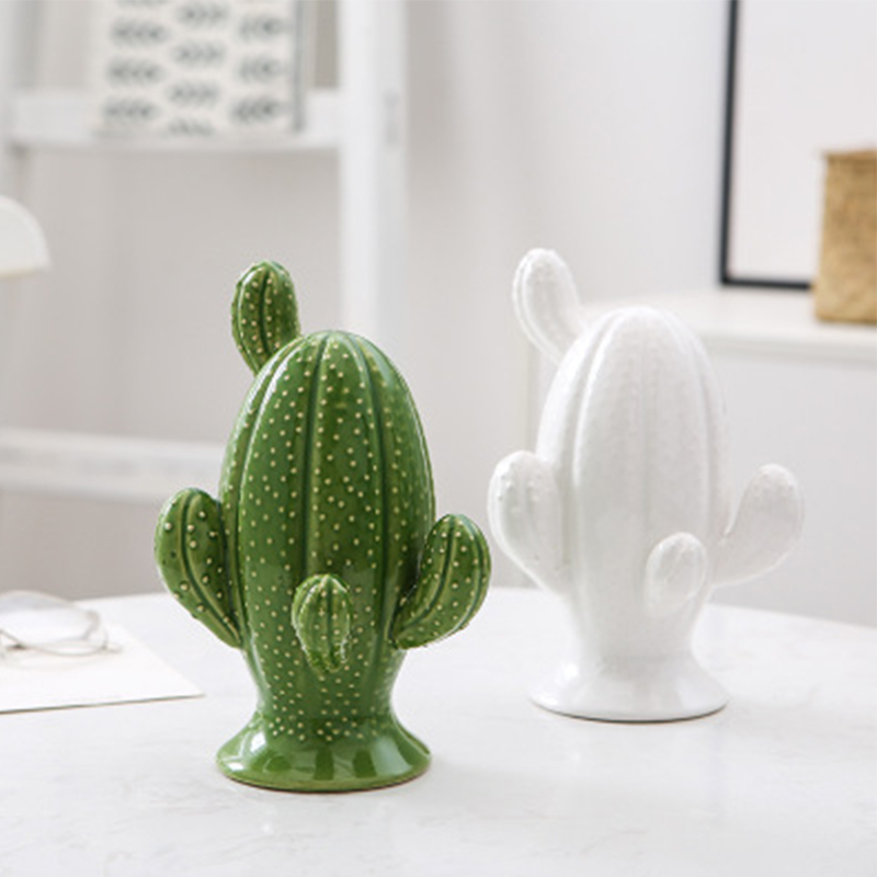 Fancy Cactus Ornaments Embossed Pattern Ceramic Modern Home Decor