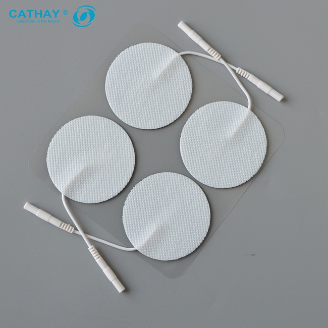 2" Round Premium Re-Usable Self Adhesive Electrode Pads for TENS/EMS Unit, Fabric Backed Pads With Premium Gel
