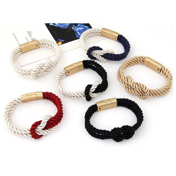 Europe Fashion Bracelet With Braided Rope And Buckle Magnet