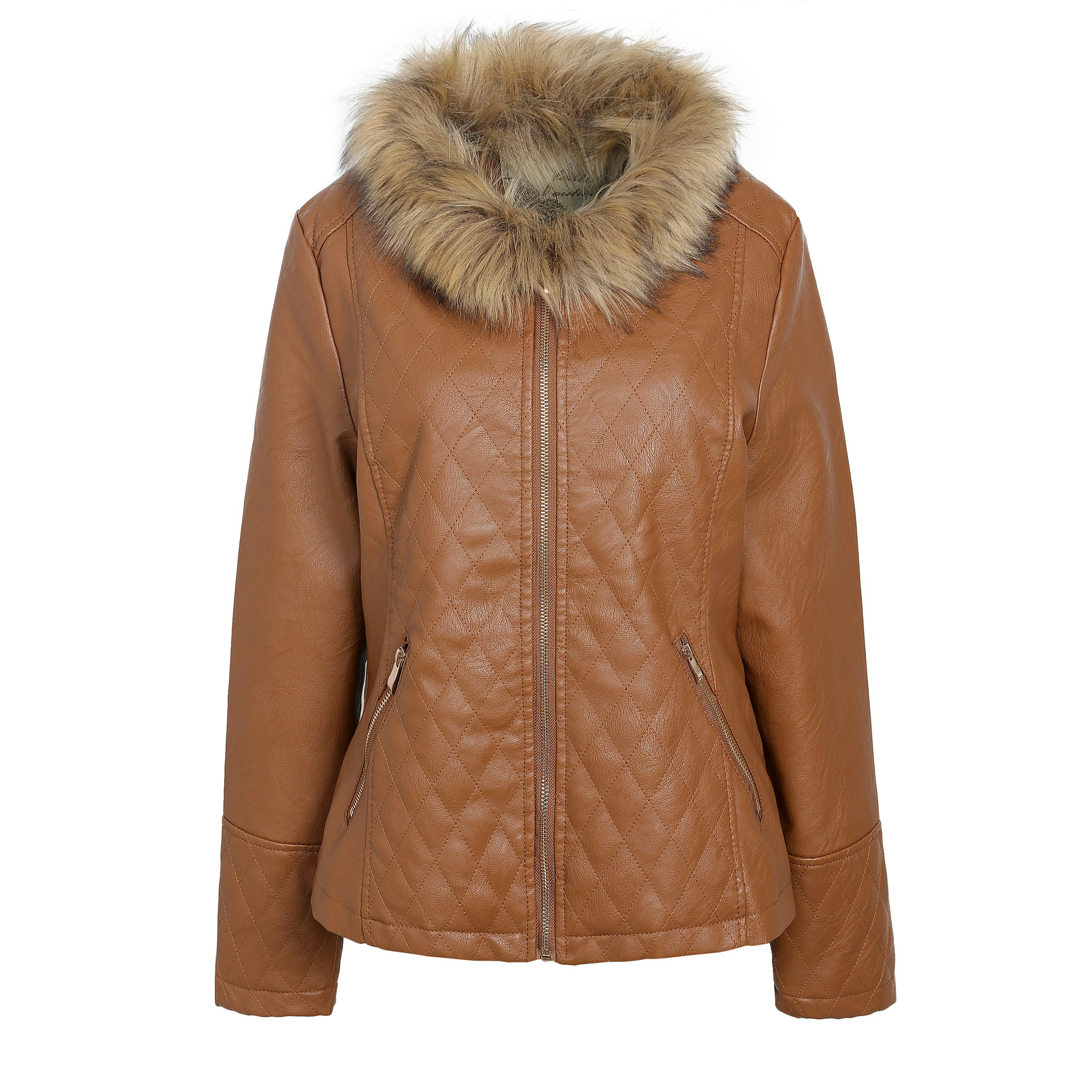 Ladies Leather Jacket With Fur